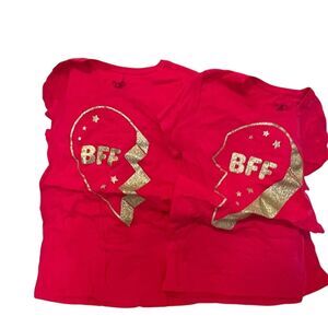 BFF Heart Shirts Set of 2 Women's M Red Short Sleeve Casual Top